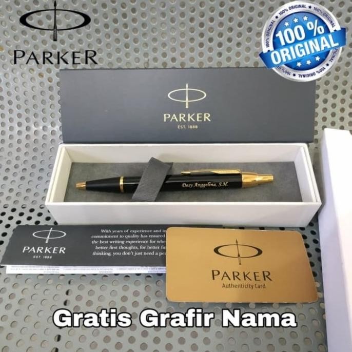 

Pulpen Mewah Parker Original Black Gold / Silver Gratis Grafir Nama Diskon