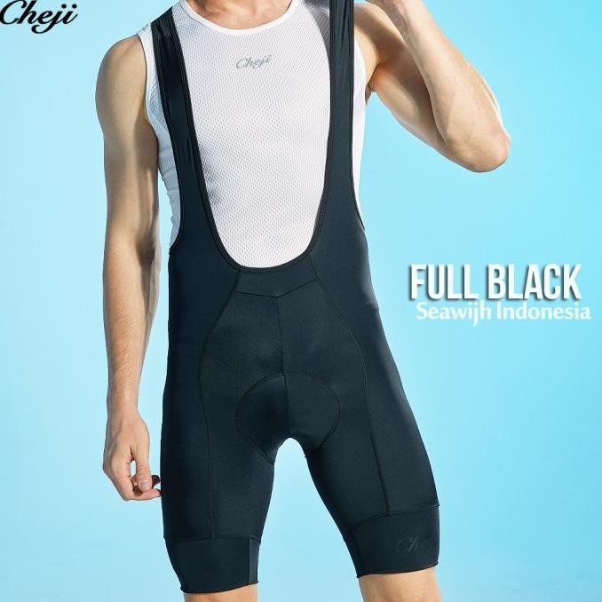 Celana Padding Sepeda Bib Cheji Pro Full Black Original