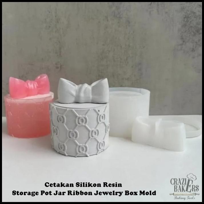 Cetakan Silikon Resin Storage Pot Jar Ribbon Jewelry Box Mold