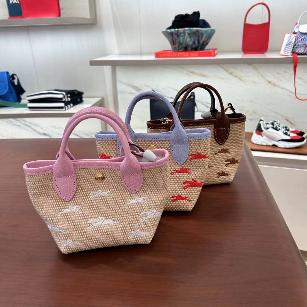 ★Stok Spot★Tas Jerami Mini Longchamp 10162 Asli Tas Tangan Wanita Bahu Diagonal Tas Jiaozi L10162HYT