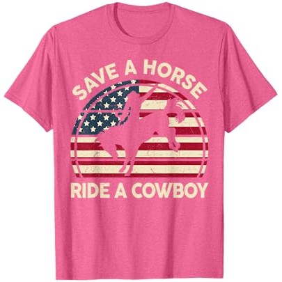 Kaos Lucu Western Rodeo untuk Wanita dan Pria Save A Horse Ride Cowboy-Shirt |xL39qDfm|