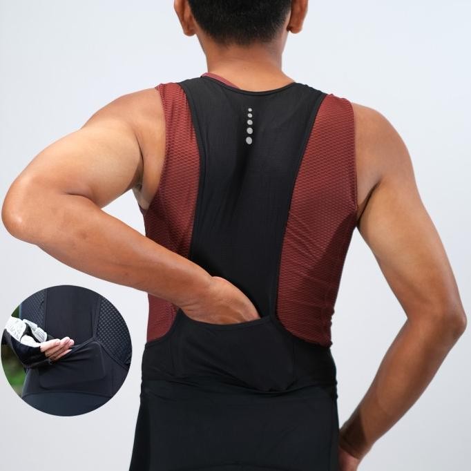 Bib Panjang Cheji Pro Race Red Padding Cycling Long Bib Celana Sepeda