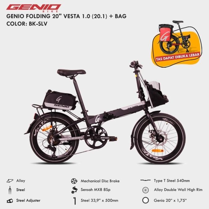 Sepeda Lipat Genio Vesta 1.0 Alloy (20 Inch) By United
