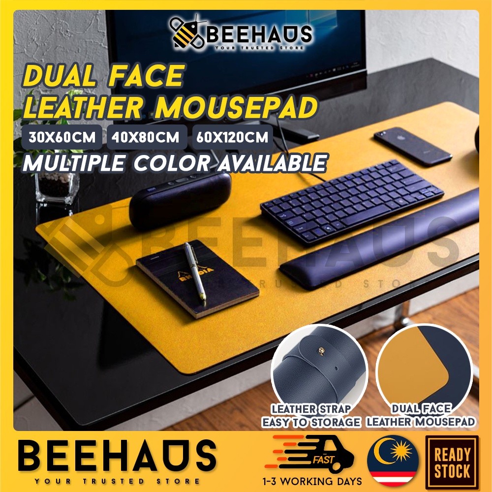 BEEHAUS Sisi Ganda Alas Mouse Besar Alas Mouse Kulit Alas Meja Belajar Alas Keyboard Gaming Komputer