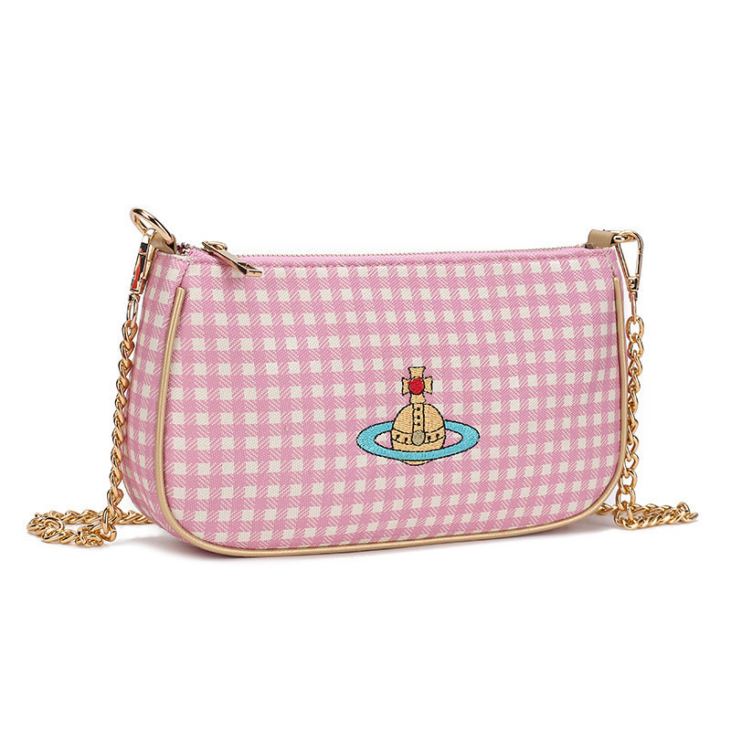 Tas Kotak-kotak Saturnus Gaya Baru Vivienne Westwood Tas Rantai Tas Selempang Portabel |n0sg36Hq|