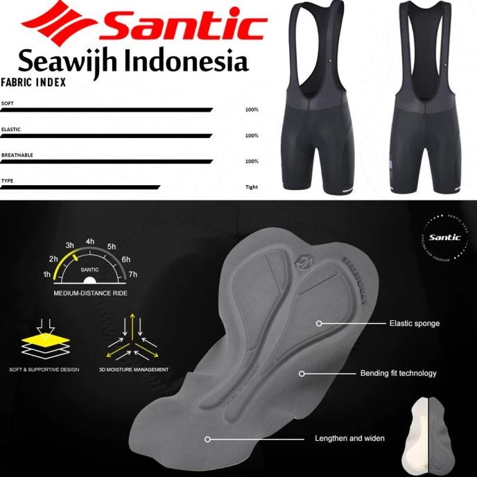 Celana Sepeda Short Bib Pendek Pria Santic Original