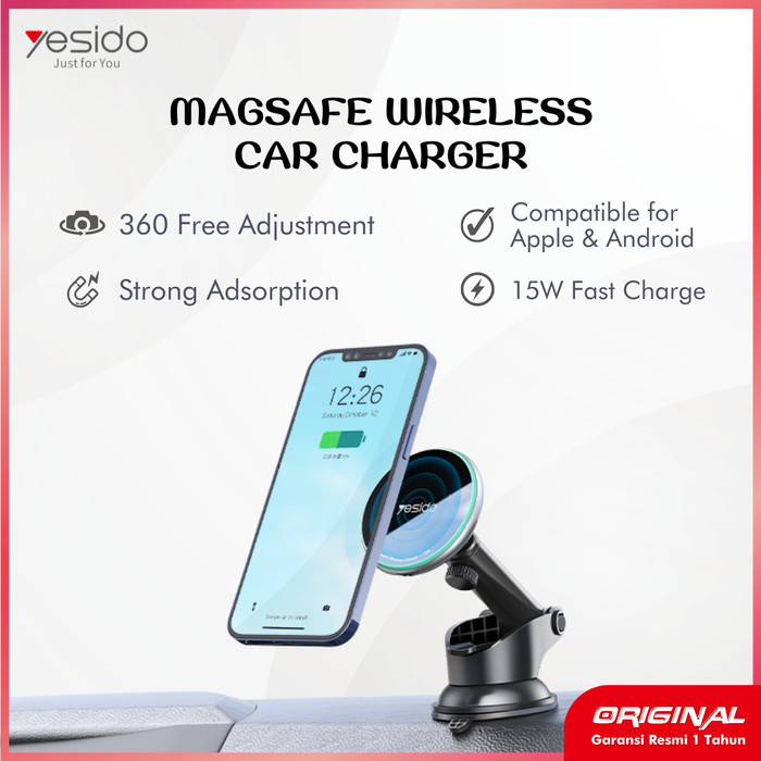 YESIDO Magsafe Magnetic Wireless Car Charger Phone Holder 15W