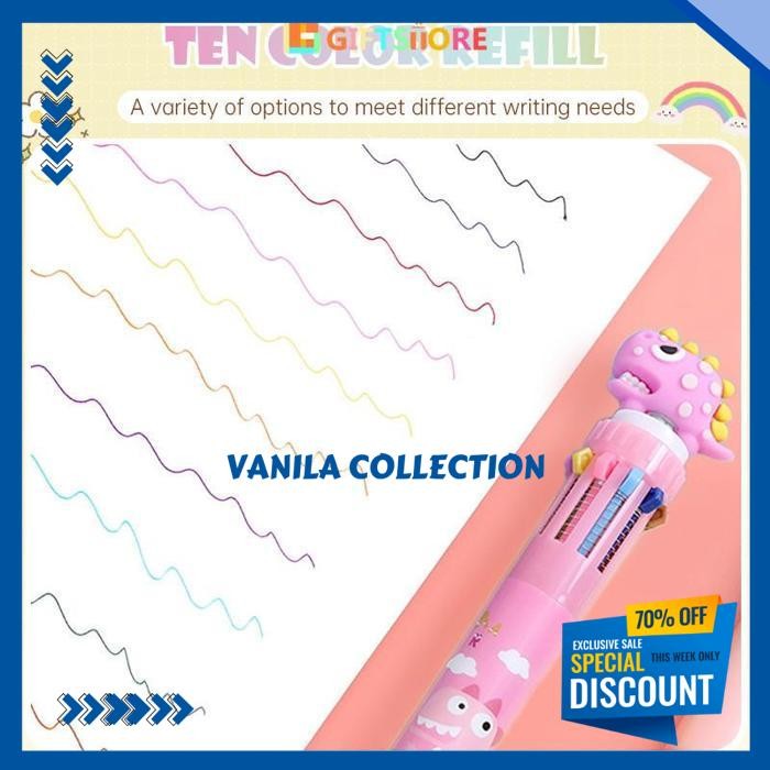 

PULPEN 10 DAN 6 WARNA KARTUN LUCU DINOSAURUS 10 WARNA BOLPOIN STASIONER SISWA PENA-GS PALING DICARI