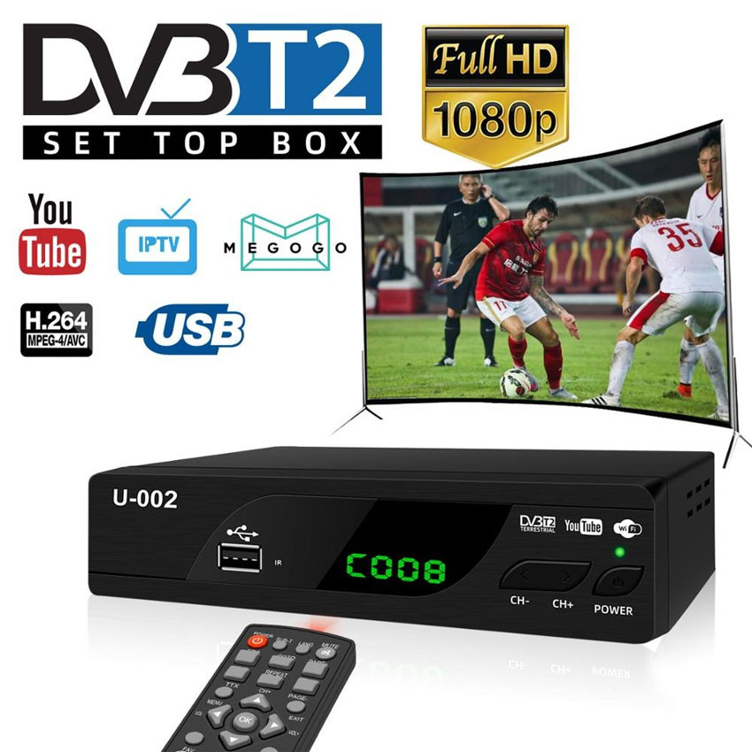 Original U-002 Set Top Box TV Tuner DVB T2 Antena Analog to Digital Wifi STB Termurah