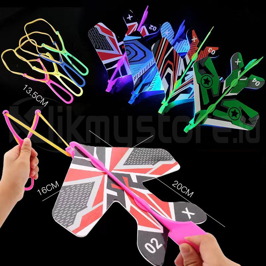 Original Ketapel Pesawat Terbang Panah LED Light Mainan Outdoor Slingshot Toys Termurah