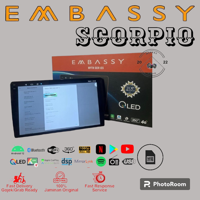 Jual Headunit android mobil 9 inch embassy scorpio ram 6/128gb Qled 4G MYTH Series