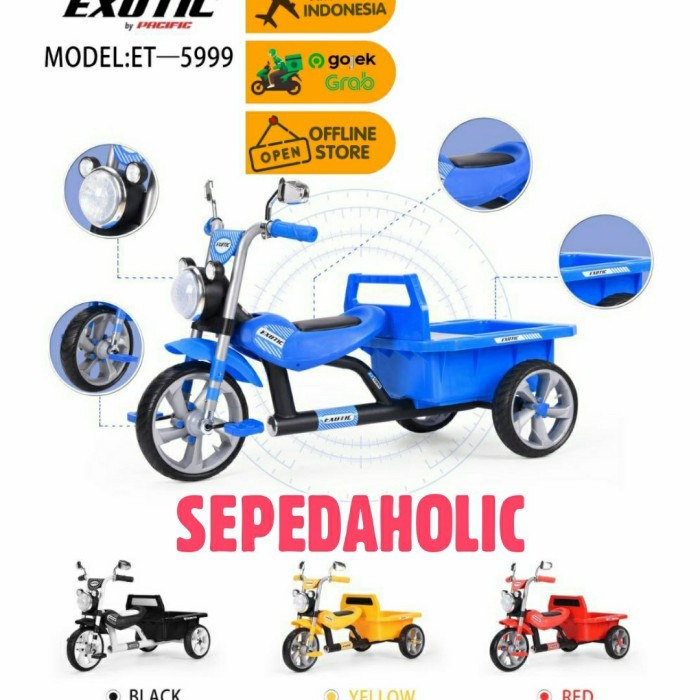 Sepeda Anak Roda Tiga Tricycle Exotic Et 5999 Motor Bak