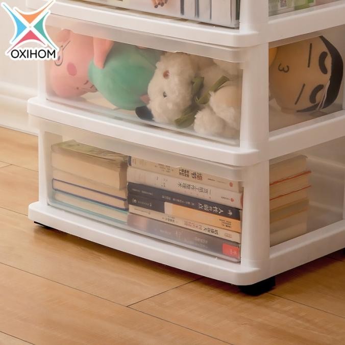 Oxihom Lemari Plastik Susun Transparan Laci Plastik Lemari Pakaian