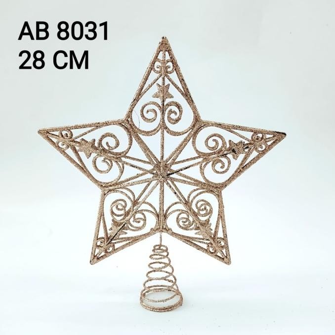 CR - Top Bintang Emas Ulir Dekor Ornamen Atas Pohon Natal Christmas Gift TERLARIS