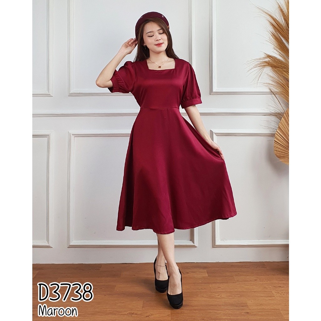 Dress Natal Cewek Kondangan Midi Dres Terbaru Import Remaja Dress Wanita Kekinian Korean Style Dress