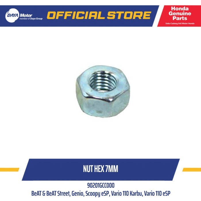 90201GCC000 - Nut Hex 7MM New Beat eSP, Genio, Scoopy FI, Scoopy eSP
