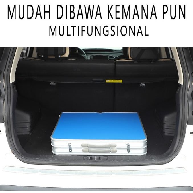 Meja Lipat Portable Meja Koper Meja Kaki Kotak Set Meja + 2 Kursi