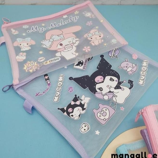 

LAKU" KARTUN TAS DOKUMEN SANRIO TRANSPARAN NILON RITSLETING PENA TAS