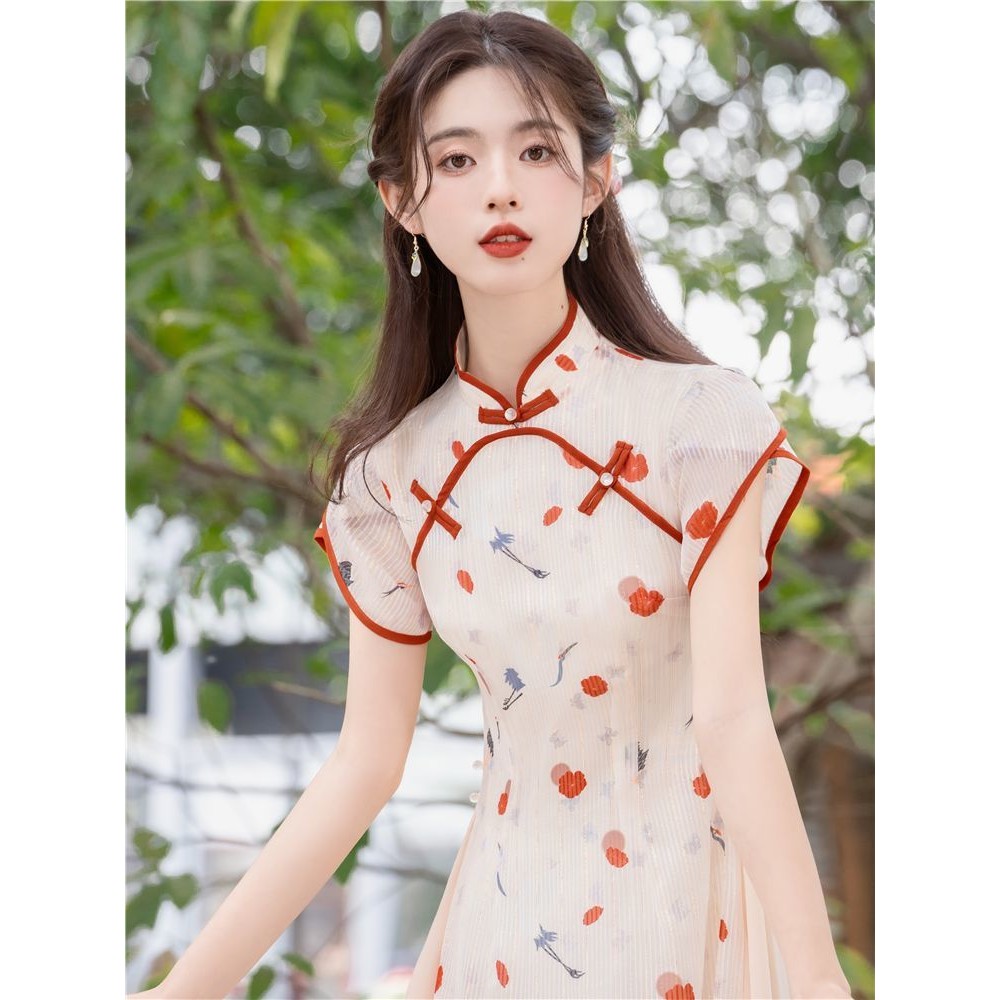 Gaun Cheongsam Cantik Cina, Baju Cheongsam Artistik Unik Baru untuk Wanita