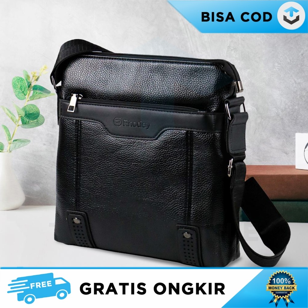 SLING BAG PRIA FASHION BAHAN KULIT TAS SELEMPANG RESLETING MUAT BANYAK