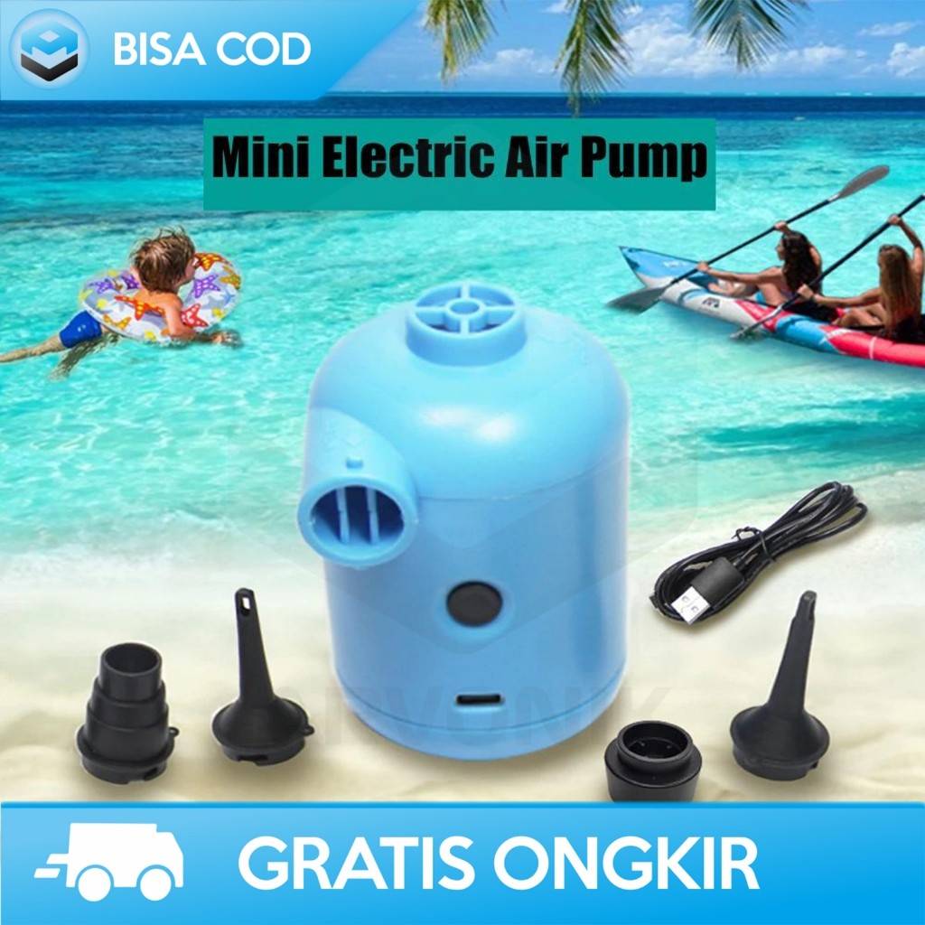 POMPA ANGIN LISTRIK MINI PORTABLE AIR PUMP OTOMATIS DAYA ANGIN KUAT