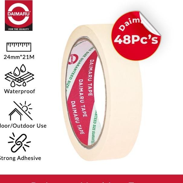 

[Paket 48 Pcs] Daimaru Masking Tape Lakban Kertas Cream 24Mm X 21Meter