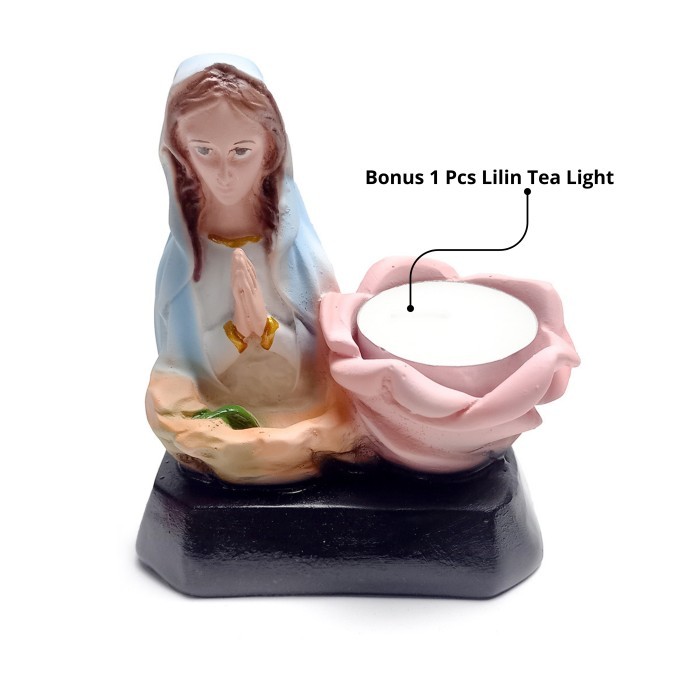 Azzatun - Patung Bunda Maria 10 Cm /Patung Lilin Bunda Maria/Bonus 1 Pcs Lilin Tea Light