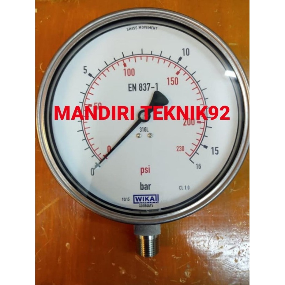 WIKA Pressure Gauge 232516 Range 16 bar 2nd scale psi