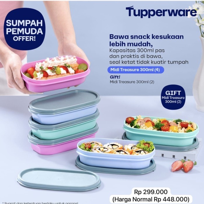 Produk Ready Tupperware Midi Treasure 6pcs Kotak Snack Kecil Kotak Makan