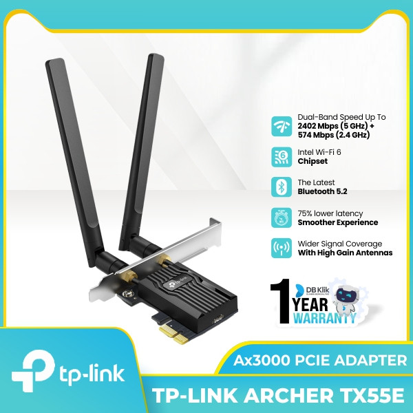 Tp-Link Pcie Adapter Archer Tx55E Ax3000 Dualband Wifi 6 Bluetooth 5.2