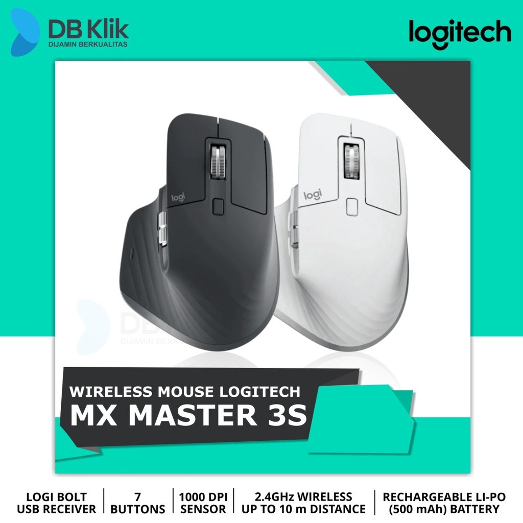 Logitech MX Master 3S Mouse Wireless Bluetooth 1000 DPI Silent  Rechargeable