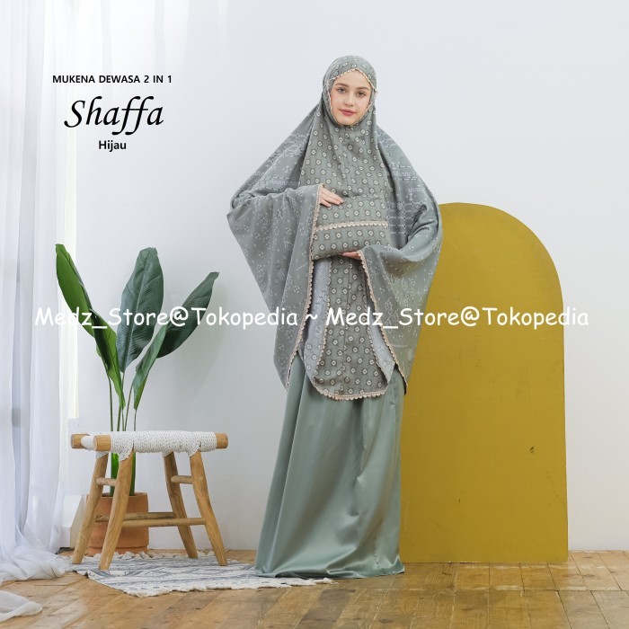Mukena Dewasa Shaffa Maxmara Silky Printing Travel 2In1 Renda Jumbo