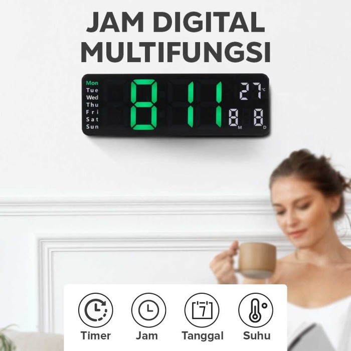 Jam Dinding Digital Nimalis Multifungsi With Remote - 6629