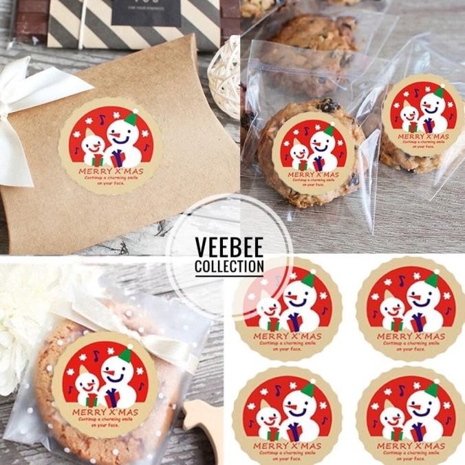 populer] Stiker Hampers natal bulat / stiker natal/ Hiasan hampers natal