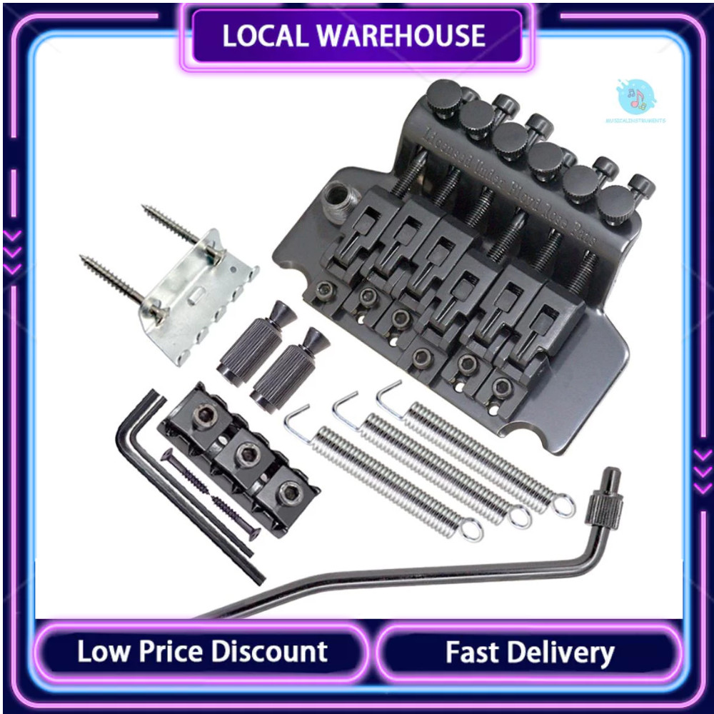 [LOKAL]6 Senar Sistem Jembatan Tremolo Saddle Tailpiece Gulungan Ganda untuk Penggantian Gitar Listr