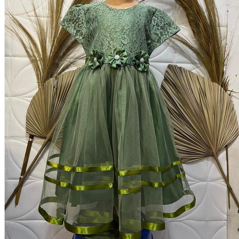 Dress Natal Anak Perempuan 2024 Umur 9 Thn 5 6 12 Tahun Pakaian Ulangtahun 1Th 4Th Midi Dreas Gereja