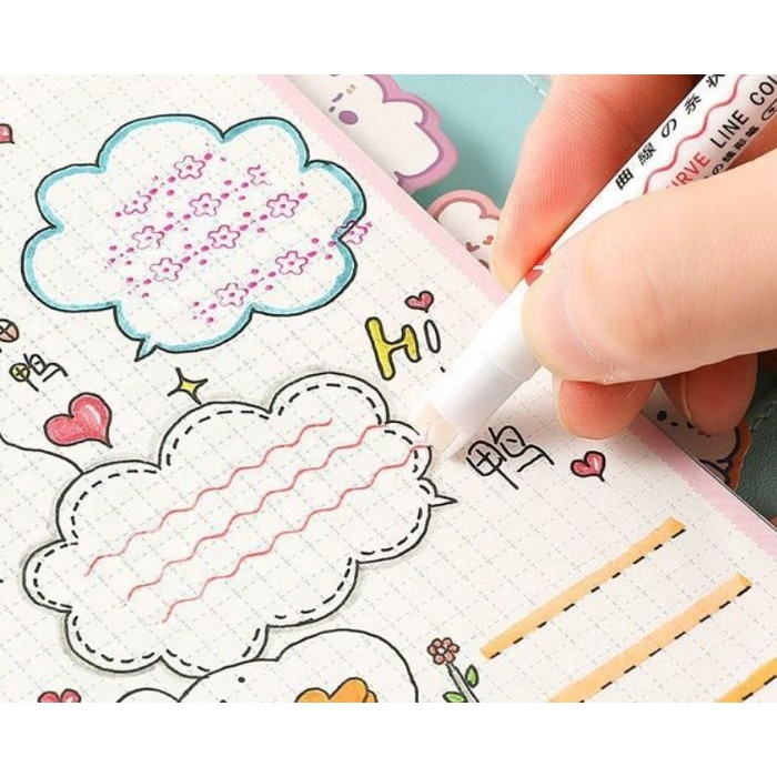 

Pena Garis Warna, Linear Line Color Pen Highlighted Underline Pen [G]