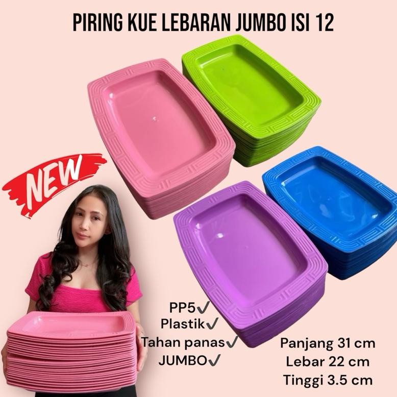 piring kue lebaran jumbo persegi isi 12pcs plastik