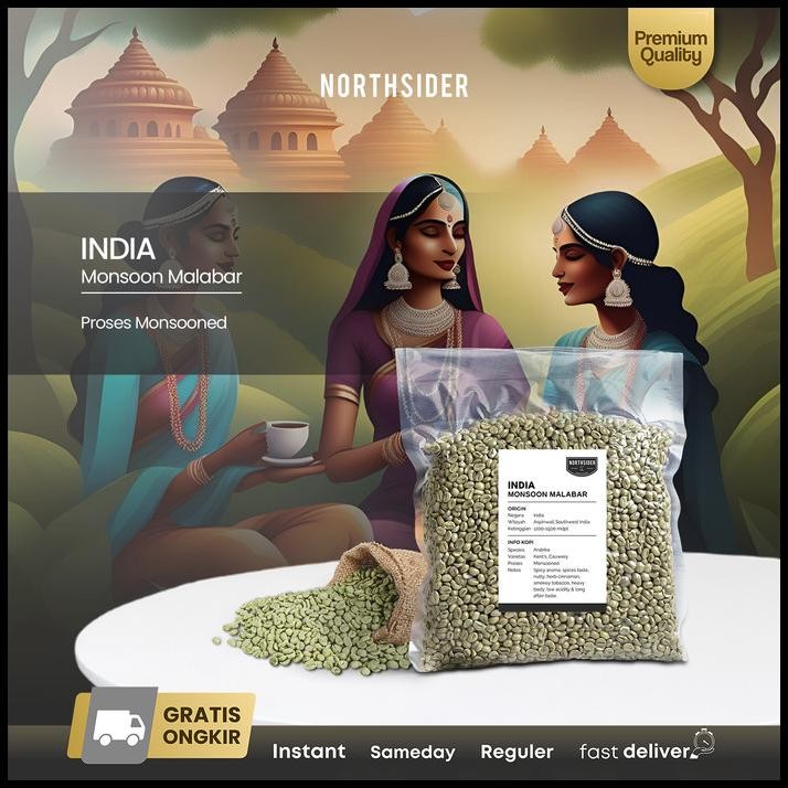 

Green Bean Arabika India Monsoon Malabar Monsooned - Biji Kopi Mentah