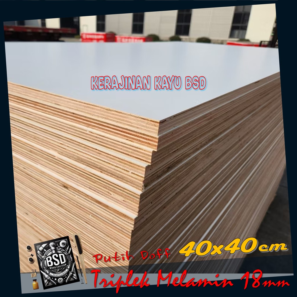 Triplek Putih 18mm 40x40 cm Triplek Melamin Putih Doff 1 Muka 40 x 40 cm