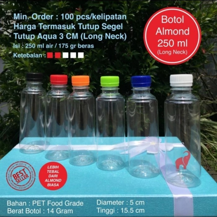 Botol Almond 250 Ml Ln / Botol Plastik 250 Ml / Botol Susu Long Neck