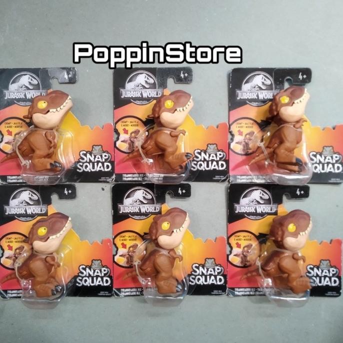 FIGUR SET Jurassic World Snap Squad Tyrannosaurus Rex Coklat Dino Rare Wave 1