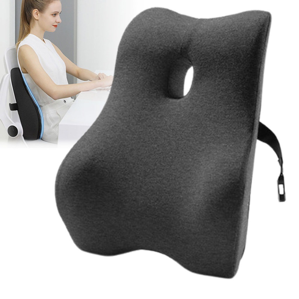 Bantal Penyangga Pinggang untuk Kursi Kantor, Bantal Busa Memori untuk Pereda Nyeri Punggung, Bantal