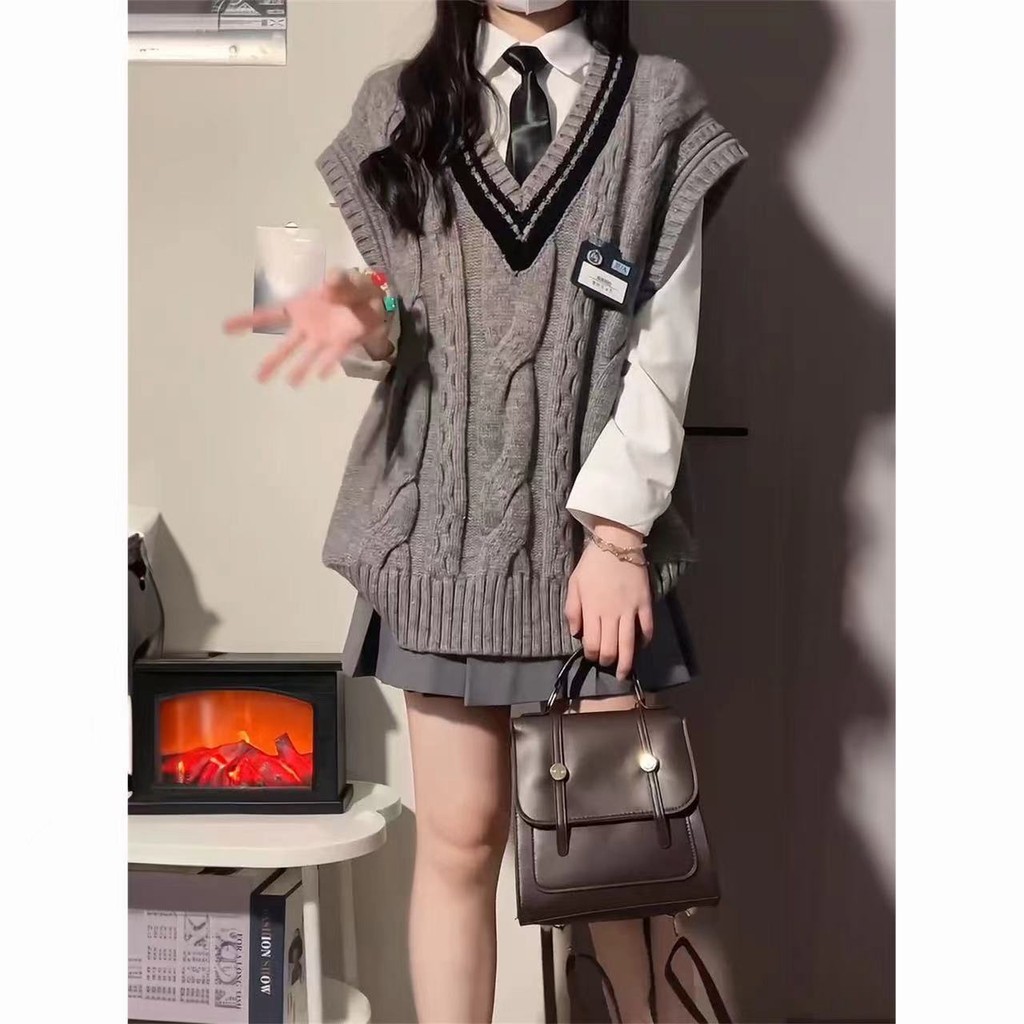 Sweater, Rompi, Sweter Wanita+Baju Lengan Panjang Putih
