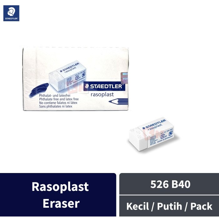 

BEBAS ONGKIR - Penghapus Staedtler Kecil Putih 526 B40 Rasoplast / 1 Pack 40 Pcs