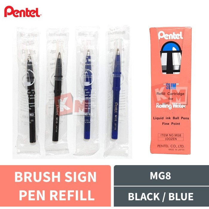

NEW Brush Sign Pen Refill Isi Tinta Pulpen Rolling Writer Pentel MG8 0.8mm