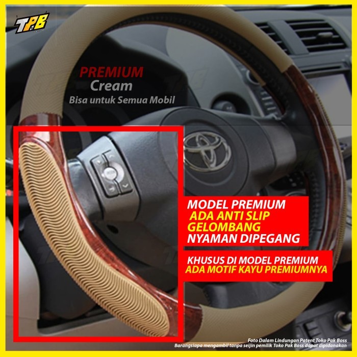 Cover Stir Mobil Sarung Setir Kulit Carbon Kayu Hitam Livina Innova Dl