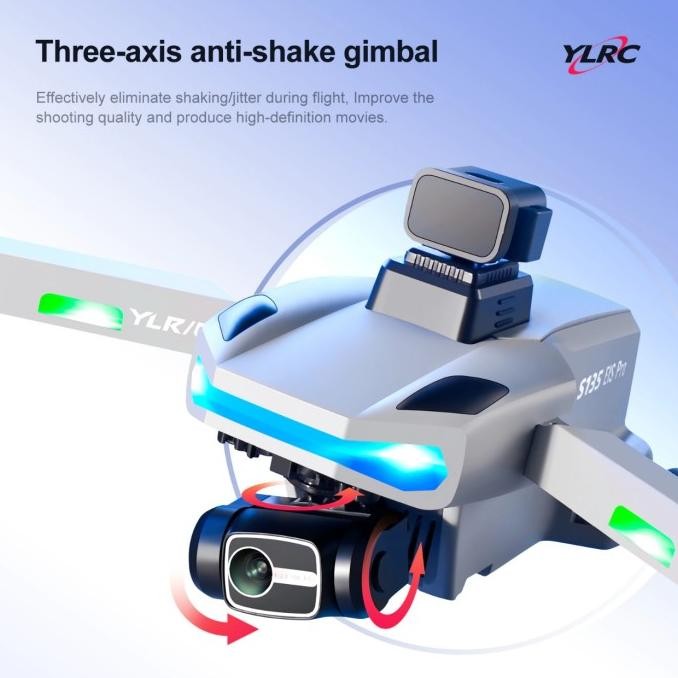 Rc Drone Gps Dual Kamera Ylrc S135 Pro 8K Hd 3-Axis Gimbal
