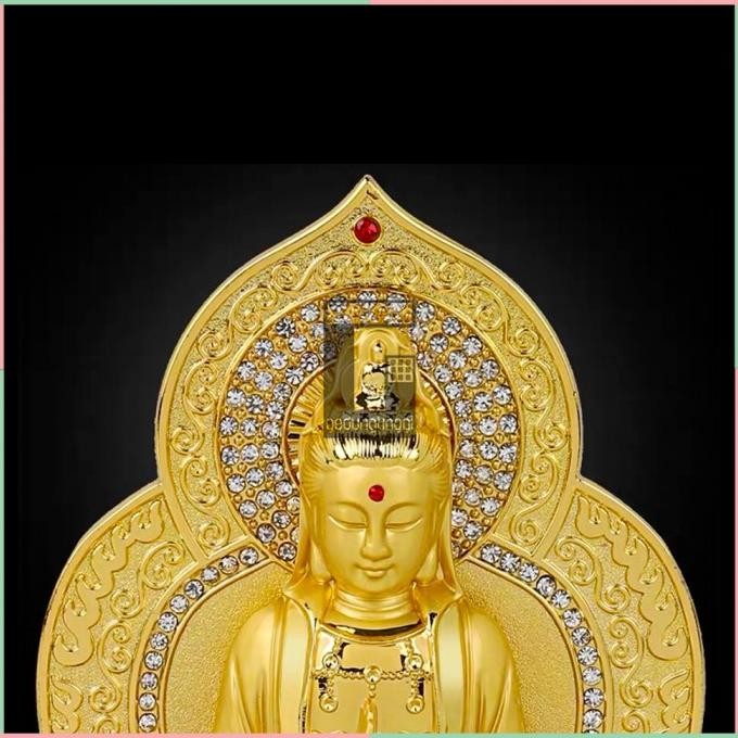 LKJ Patung Dewi Kwan Im Kwanim Gwan Yin Teratai Gold Emas Buddha Statue