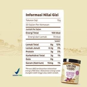 

Organic Almond Butter Unsweetened Sincere Selai Kacang Almond 225G
